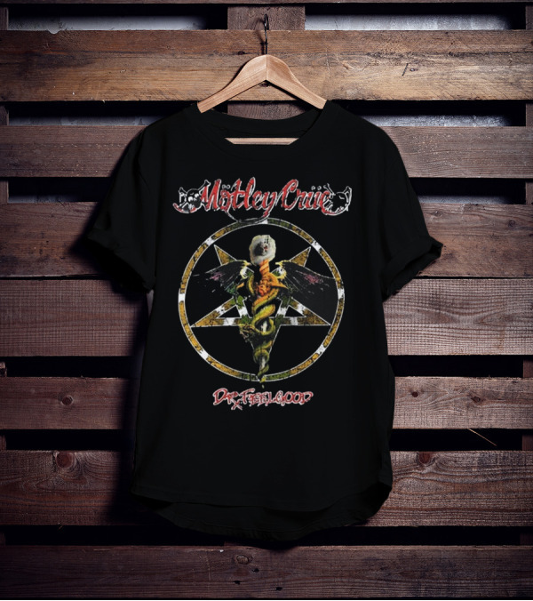 Motley Crue Dr. Feelgood Caduceus Pentagram T-Shirt