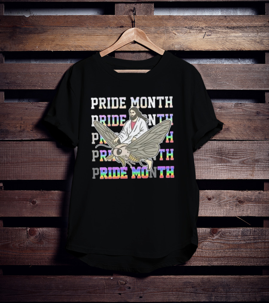 Pride Month Jesus Riding Moth T-Shirt
