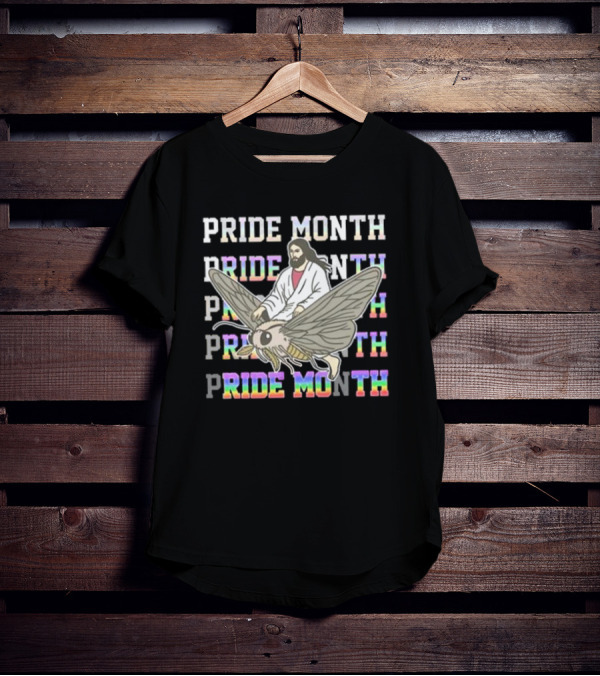 Pride Month Jesus Riding Moth T-Shirt