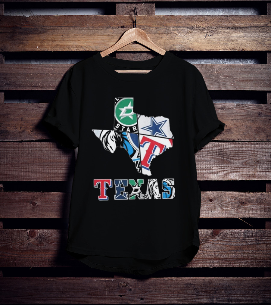 Texas Sports Teams Dallas Stars Dallas Cowboys Dallas Mavericks Texas Rangers Logos T-Shirt