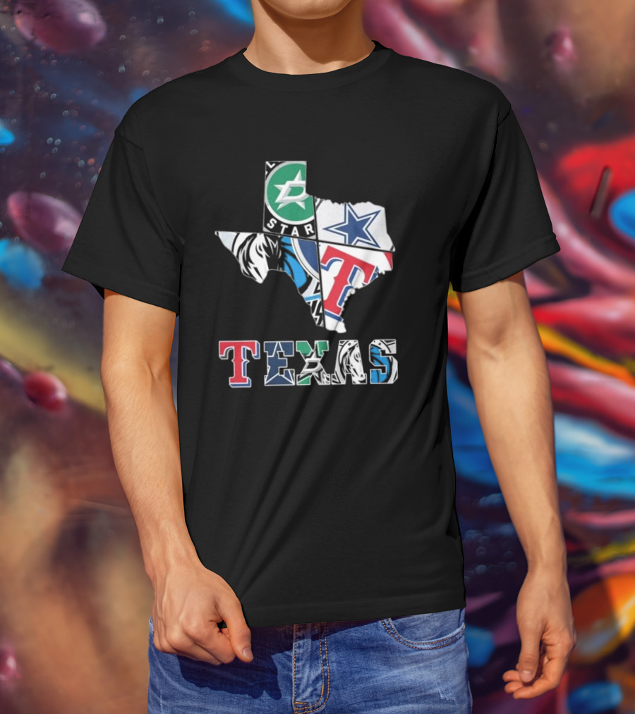 Texas Sports Teams Dallas Stars Dallas Cowboys Dallas Mavericks Texas Rangers Logos T-Shirt