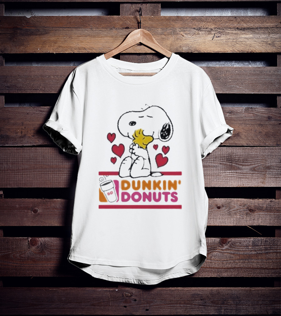 Snoopy And Woodstock With Hearts Dunkin' Donuts T-Shirt