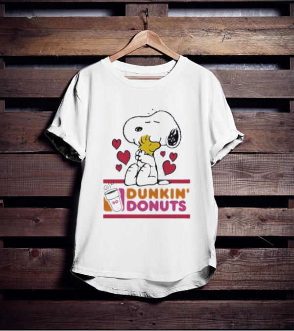 Snoopy And Woodstock With Hearts Dunkin' Donuts T-Shirt