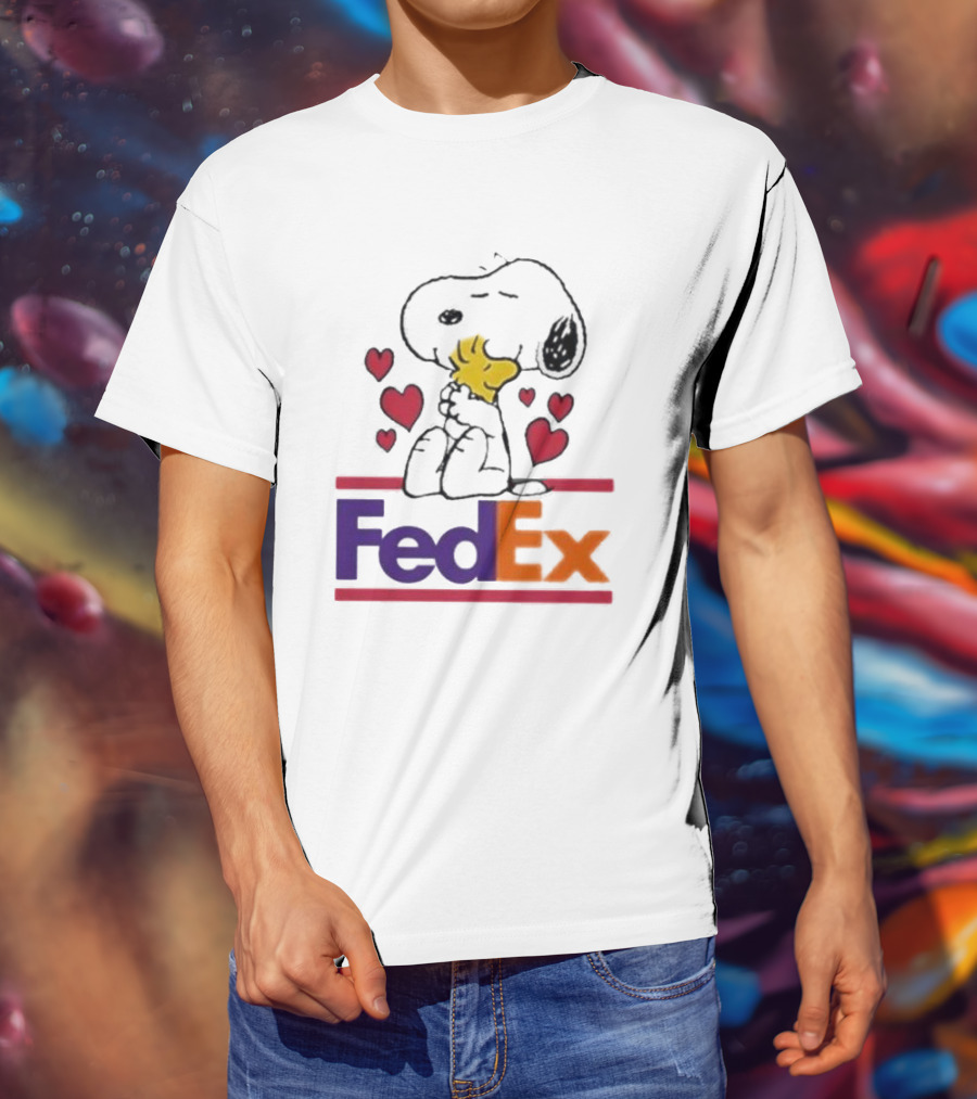 Snoopy Woodstock Hugs Hearts FedEx T-Shirt