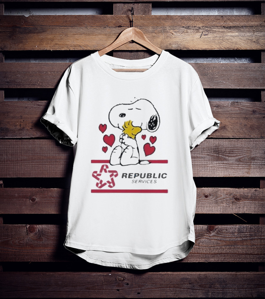 Snoopy Woodstock Republic Services Hearts T-Shirt