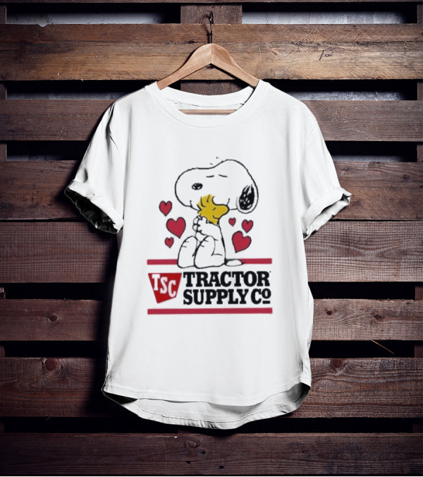Snoopy Woodstock Hearts Tractor Supply Co Logo With TSC Emblem T-Shirt