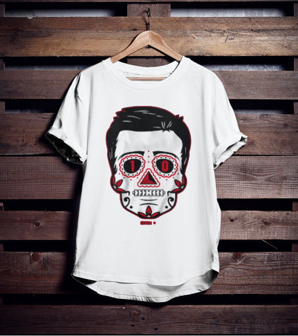 Drake Maye Sugar Skull Football Themed T-Shirt