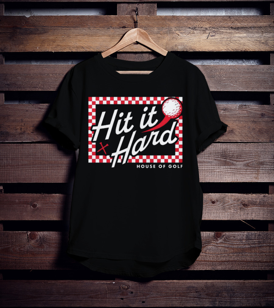 Hit It Hard Checkerboard House Of Golf Red White Golf Ball T-Shirt