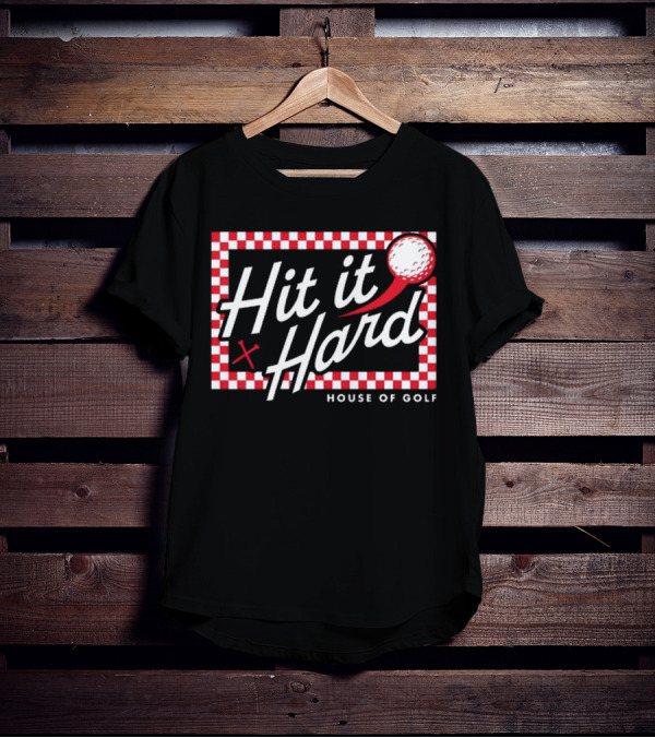 Hit It Hard Checkerboard House Of Golf Red White Golf Ball T-Shirt