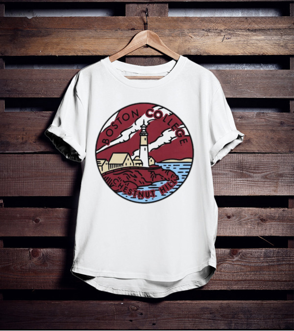 Maroon Boston College Eagles Scenic Comfort Colors Chestnut Hill Lighthouse Badge T-Shirt