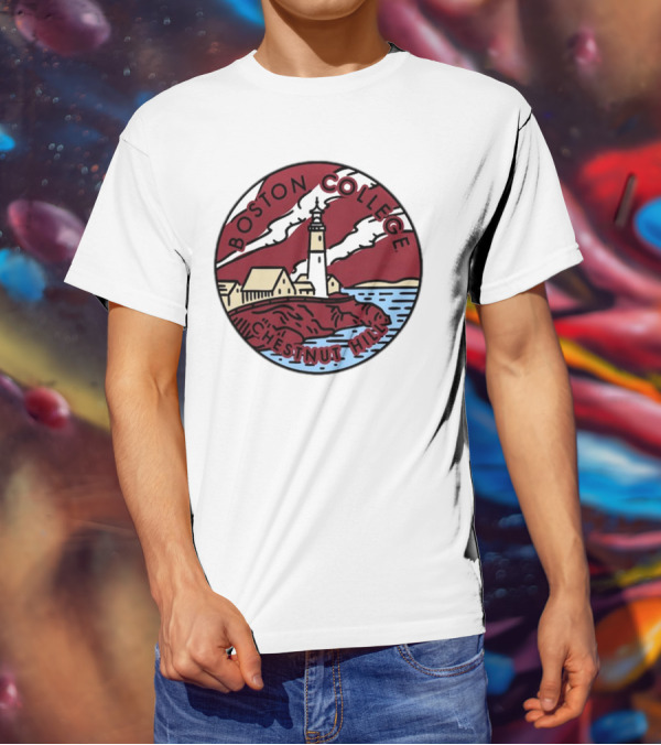 Maroon Boston College Eagles Scenic Comfort Colors Chestnut Hill Lighthouse Badge T-Shirt