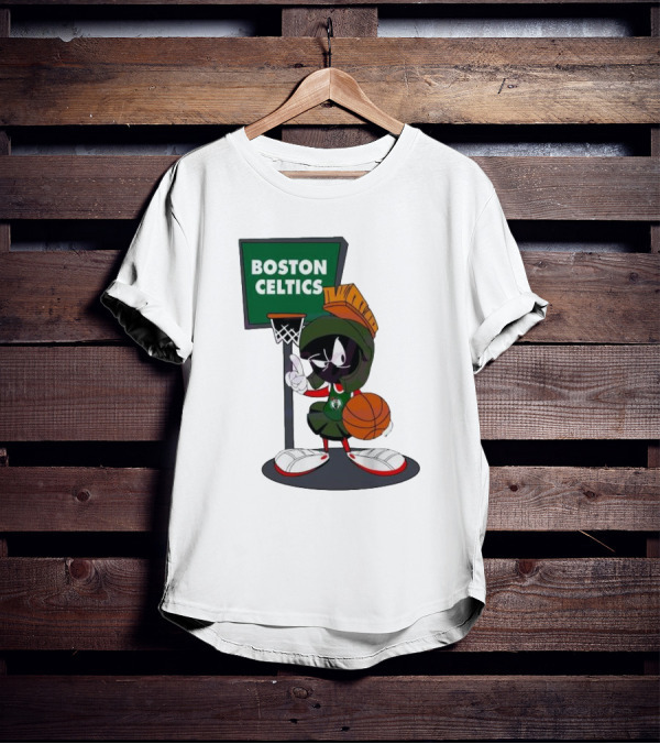 Boston Celtics Looney Tunes Marvin The Martian Basketball Hoop T-Shirt