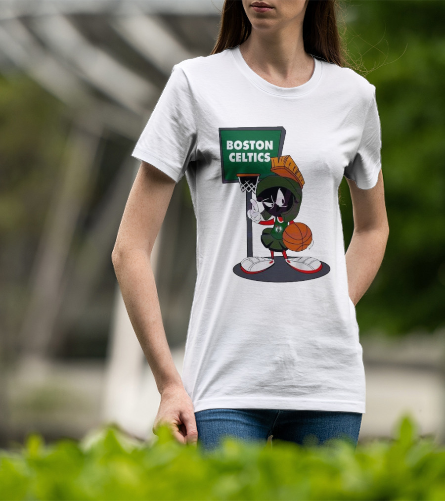 Boston Celtics Looney Tunes Marvin The Martian Basketball Hoop T-Shirt
