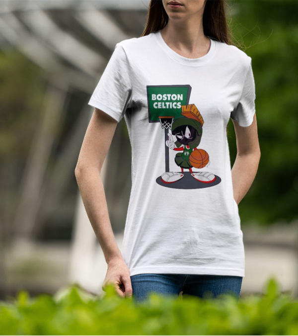 Boston Celtics Looney Tunes Marvin The Martian Basketball Hoop T-Shirt