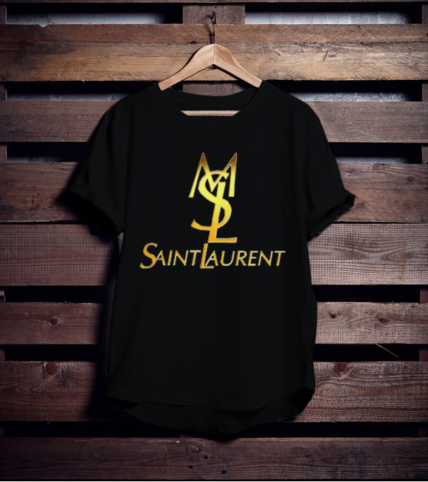 MSL Saint Laurent Gold Branding T-Shirt
