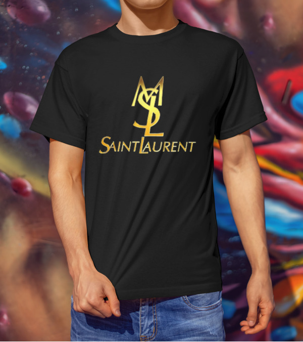 MSL Saint Laurent Gold Branding T-Shirt