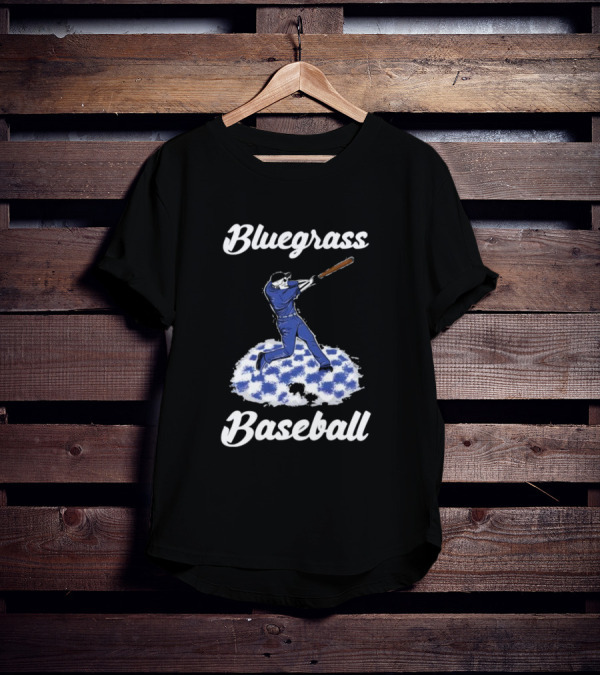 Bluegrass Baseball Batter With Blue And White Checkerboard Field T-Shirt