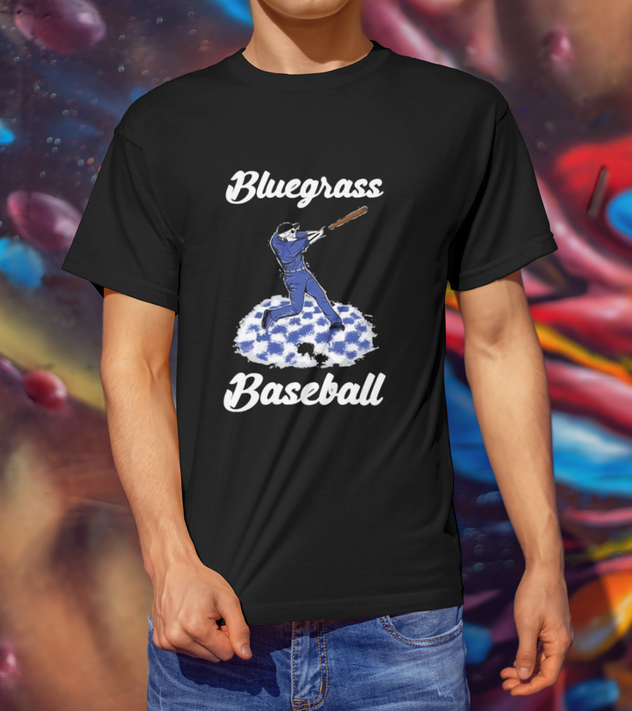 Bluegrass Baseball Batter With Blue And White Checkerboard Field T-Shirt