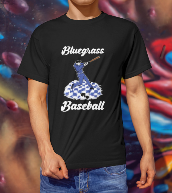 Bluegrass Baseball Batter With Blue And White Checkerboard Field T-Shirt
