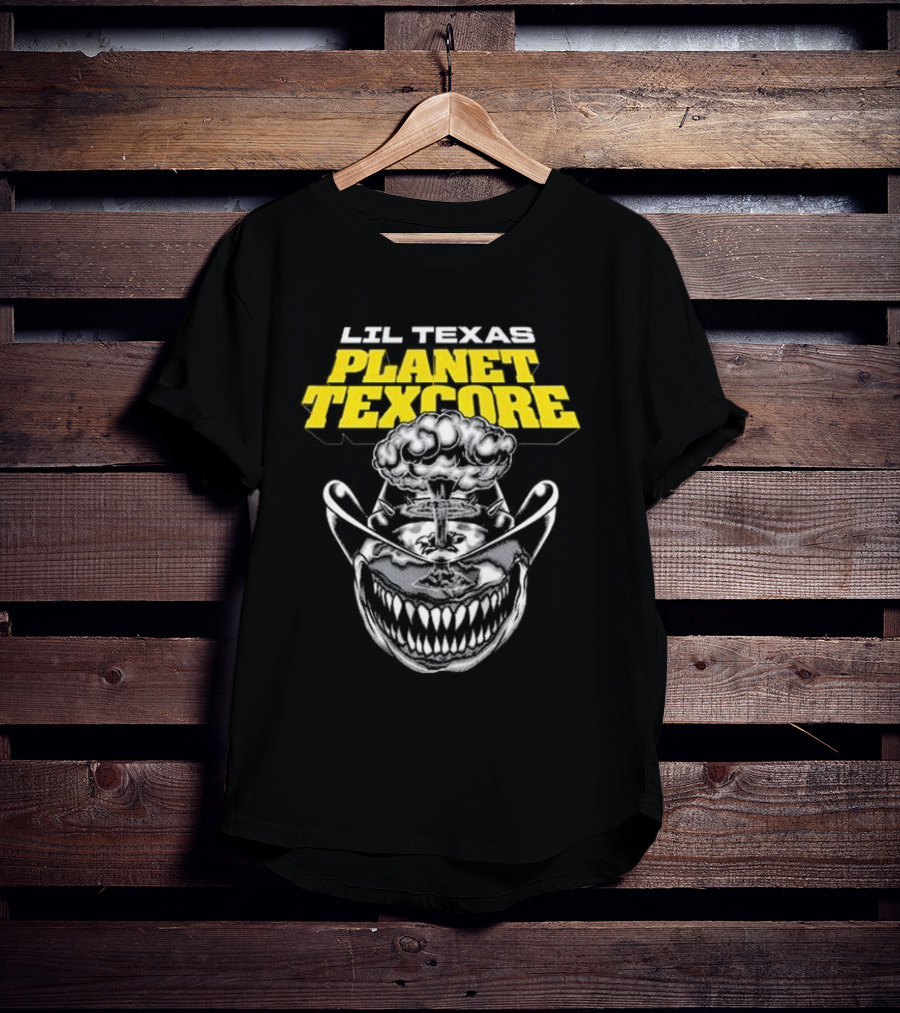 LIL TEXAS PLANET TEXCORE Smiling Skull With Mushroom Cloud And Cowboy Hat T-Shirt