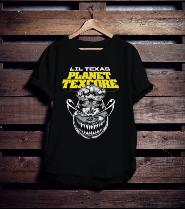 LIL TEXAS PLANET TEXCORE Smiling Skull With Mushroom Cloud And Cowboy Hat T-Shirt