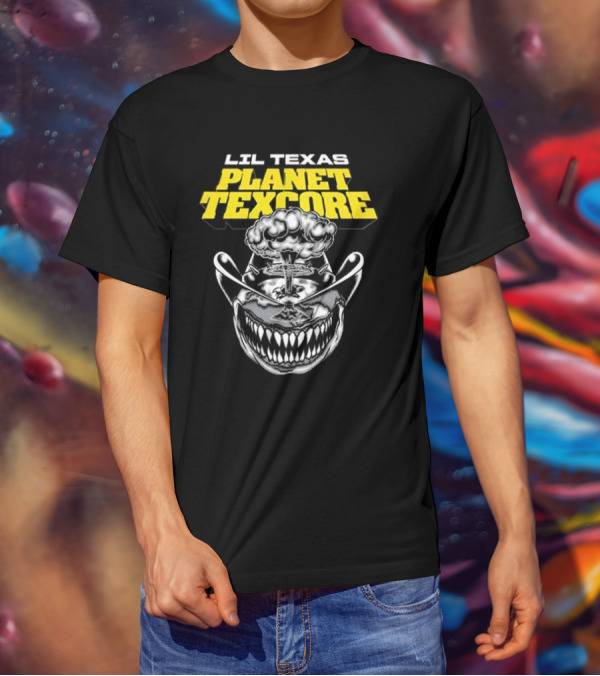 LIL TEXAS PLANET TEXCORE Smiling Skull With Mushroom Cloud And Cowboy Hat T-Shirt
