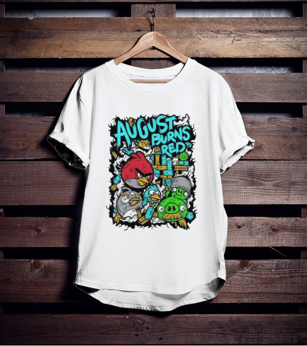 August Burns Red Angry Birds Throwback Collage With Pigs And Birds T-Shirt