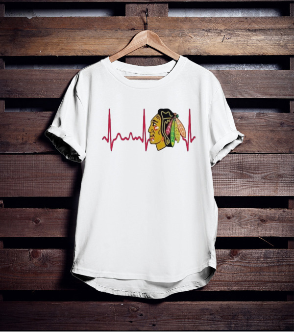 Chicago Blackhawks Heartbeat Hockey T-Shirt