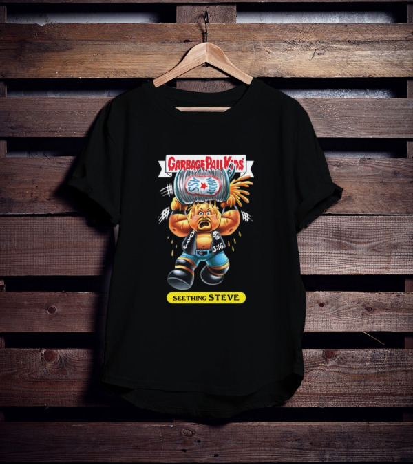Garbage Pail Kids Seething Steve 3:16 Parody Character With Exploding Trash Can T-Shirt