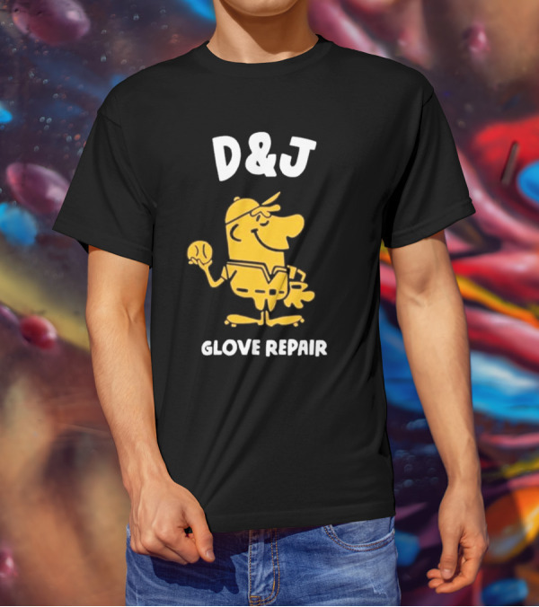 D&J Glove Repair Jimmy Lonetti Baseball Character T-Shirt