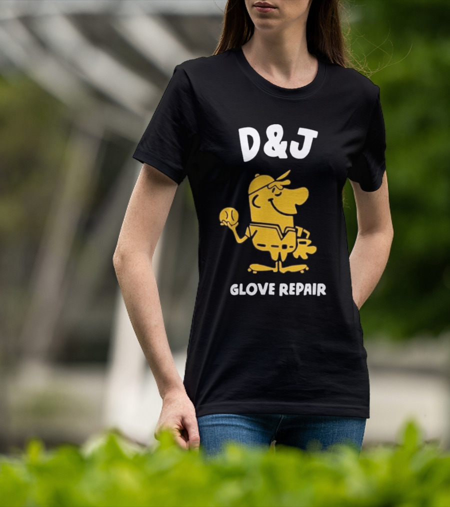 D&J Glove Repair Jimmy Lonetti Baseball Character T-Shirt