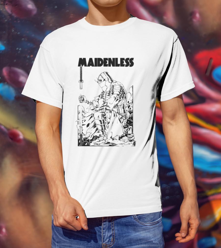 Maidenless Vintage Knight Artwork In Monochrome T-Shirt