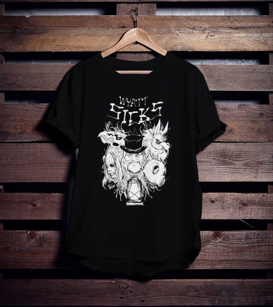 Wyatt Sicks Lantern And Masked Figures T-Shirt