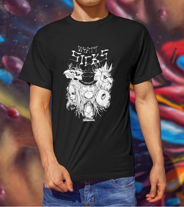 Wyatt Sicks Lantern And Masked Figures T-Shirt