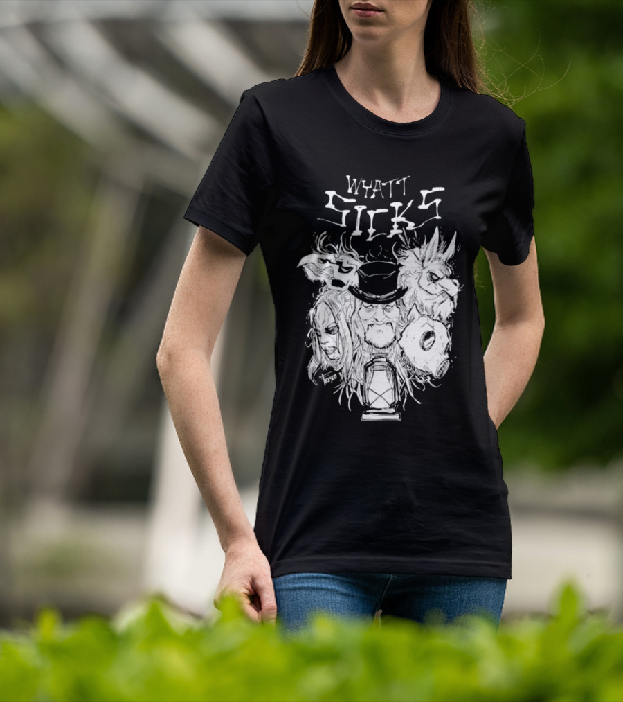 Wyatt Sicks Lantern And Masked Figures T-Shirt