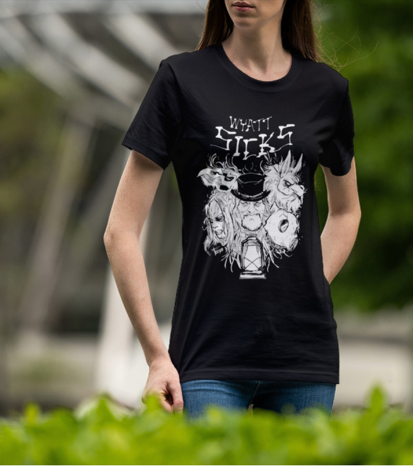 Wyatt Sicks Lantern And Masked Figures T-Shirt