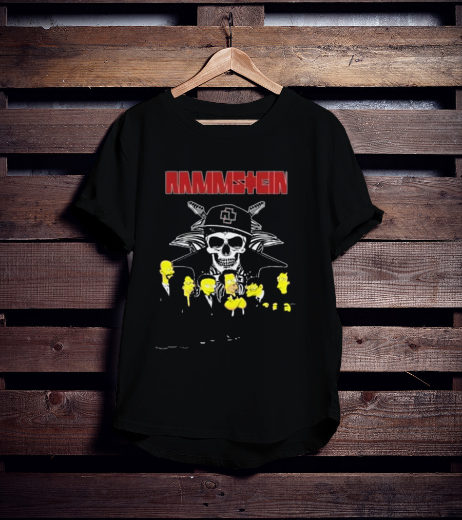 Rammstein Simpsons Crossover Skull And Family Band Characters T-Shirt