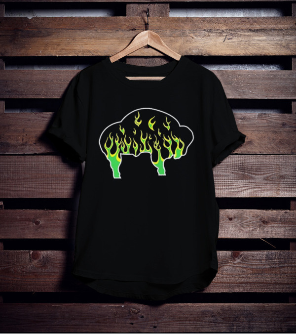 Buffalo The Old Pink Green Flame Buffalo T-Shirt
