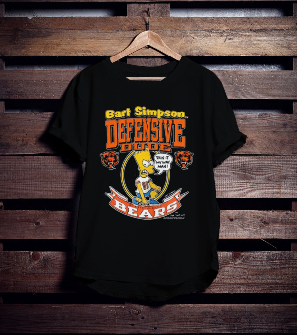 Bart Simpson Defensive Dude Bears Run It My Way Man T-Shirt