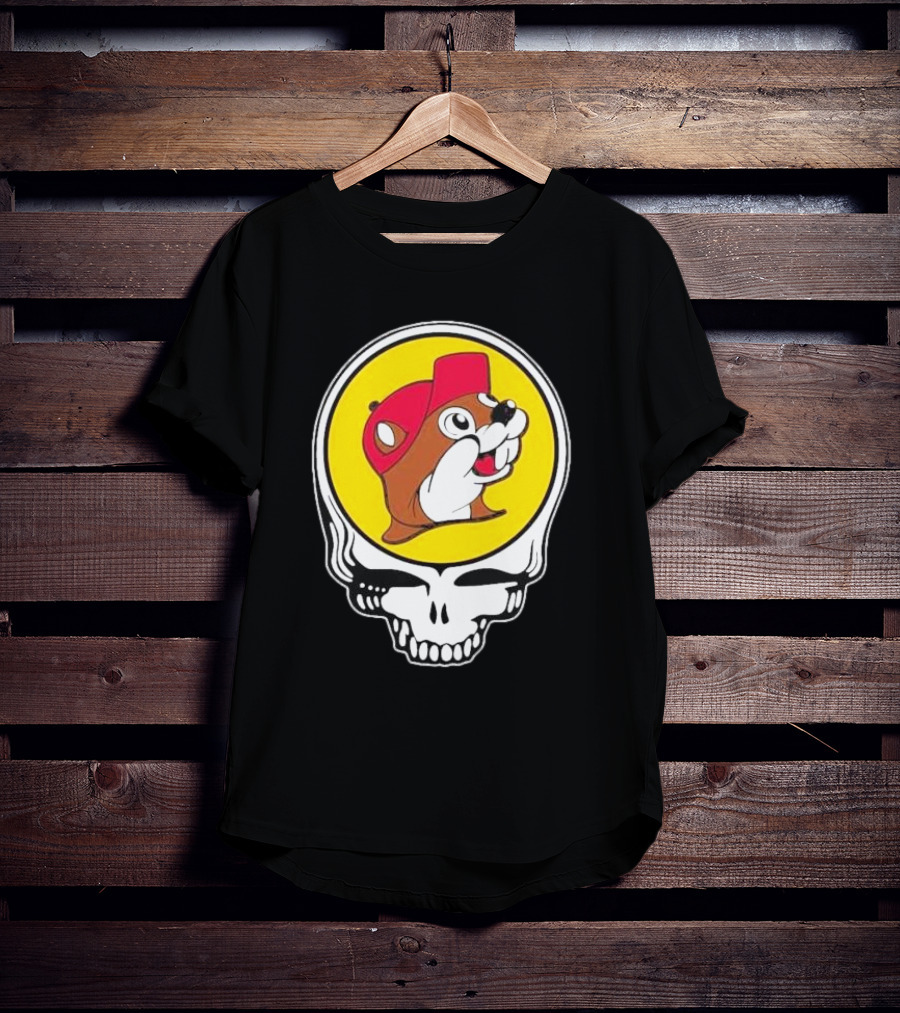 Buc-ee's Beaver In Grateful Dead Skull T-Shirt