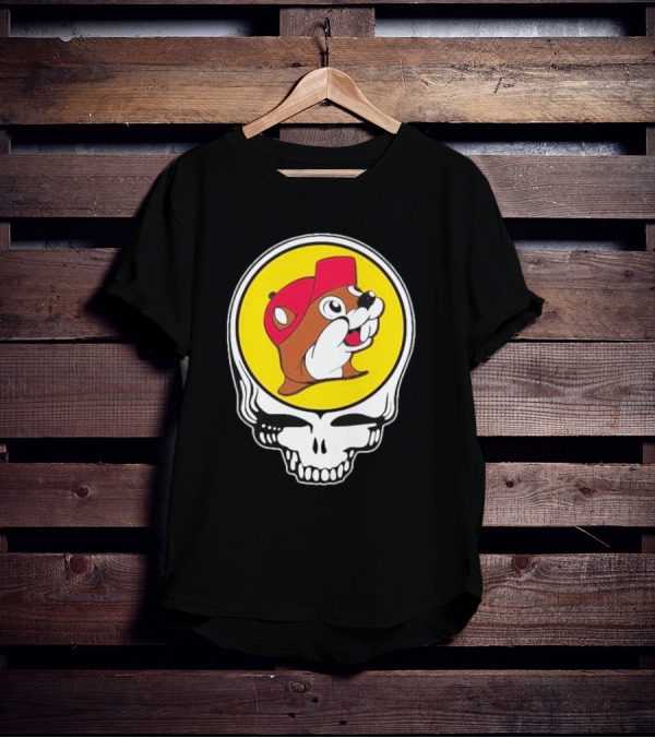 Buc-ee's Beaver In Grateful Dead Skull T-Shirt