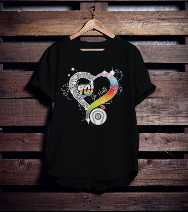 70 Go Nats Heart Diamonds Baseball T-Shirt