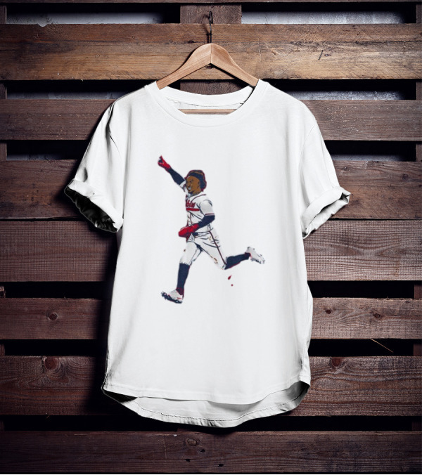 Ozzie Albies Baseball Celebration Pose Signature T-Shirt