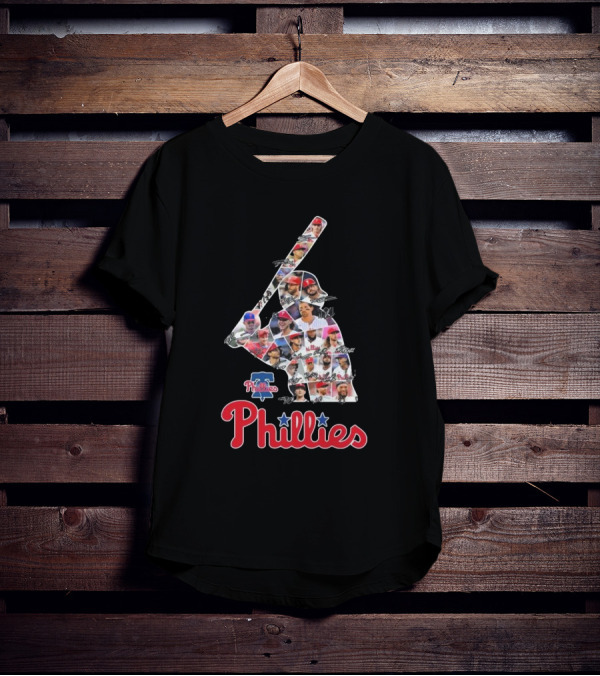 Phillies Baseball Icons Collage With Player Signatures T-Shirt