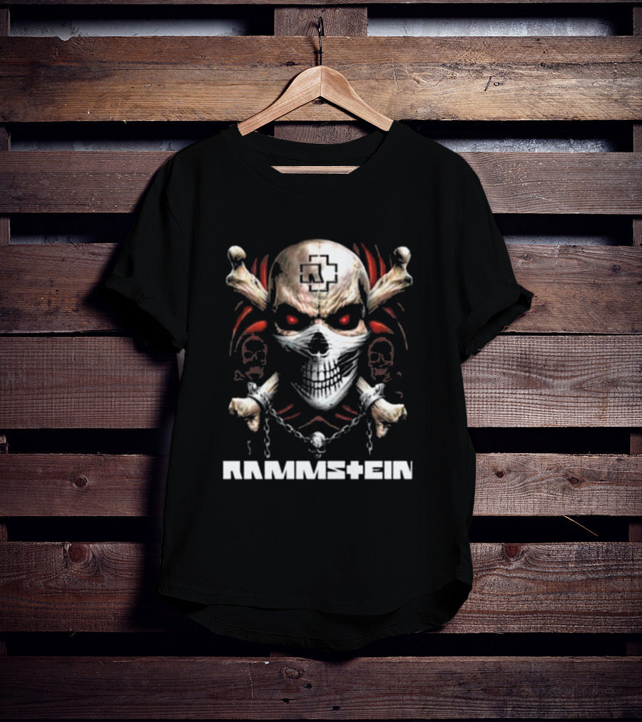Rammstein Skull Crossbones Red Eyes Chain T-Shirt