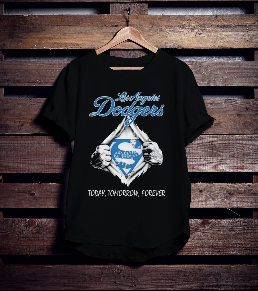 Los Angeles Dodgers Superhero Baseball Logo Today Tomorrow Forever T-Shirt