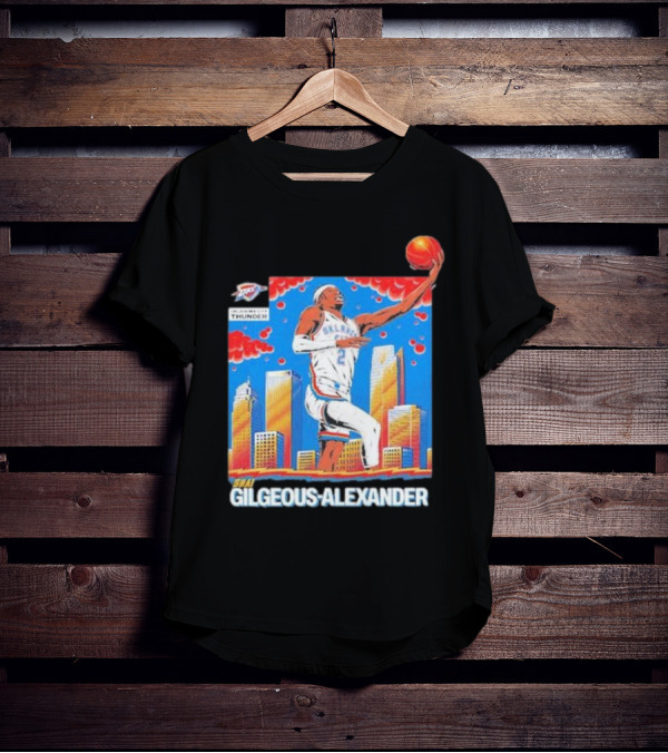 Oklahoma City Thunder Shai Gilgeous-Alexander Skyline Basketball Playoff T-Shirt