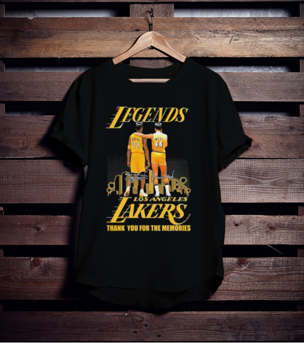 Legends Kobe Bryant Jerry West Los Angeles Lakers Thank You For The Memories Signatures T-Shirt
