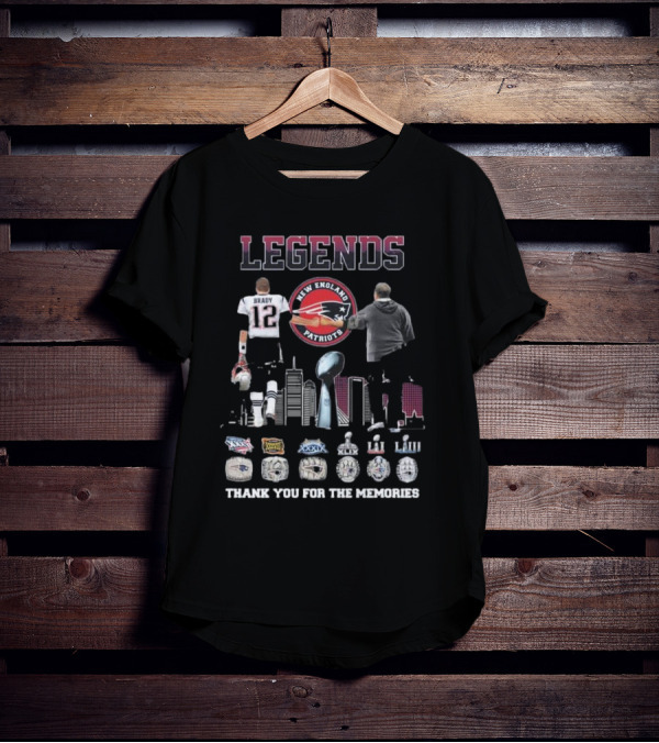 Legends New England Patriots Tom Brady Bill Belichick Thank You For The Memories Rings T-Shirt