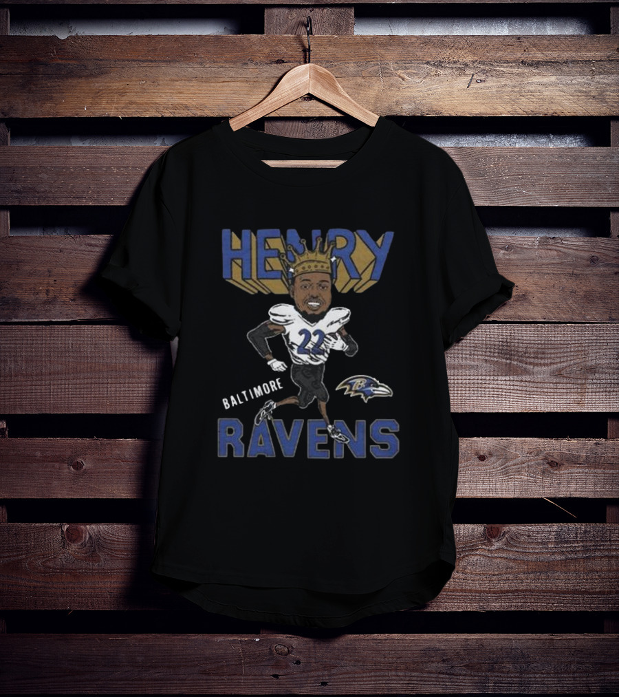 Baltimore Ravens Henry 22 Football Character With Crown T-Shirt